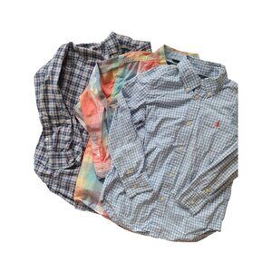 Lot Of 3 Boys Ralph Lauren Shirts 6 Plaid Preppy Cotton Long Sleeve Tops